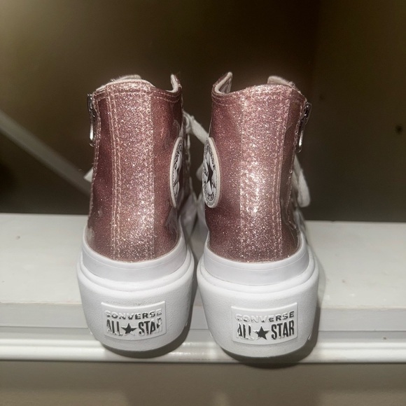 Converse Glittery Pink High-Top Kids Sneakers - Picture 4 of 6